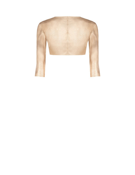 Rinascimento Laminated Faux Leather Bolero Shawl with a Slightly Di...