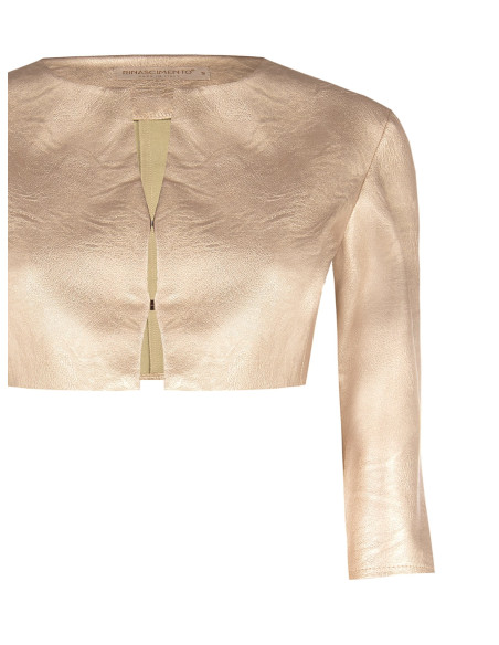Rinascimento Laminated Faux Leather Bolero Shawl with a Slightly Di...