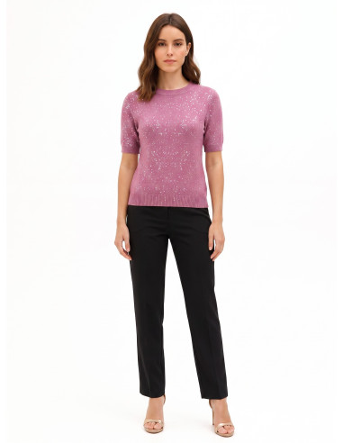 Pull à manches courtes recouvert de paillettes « Rinascimento » - V...