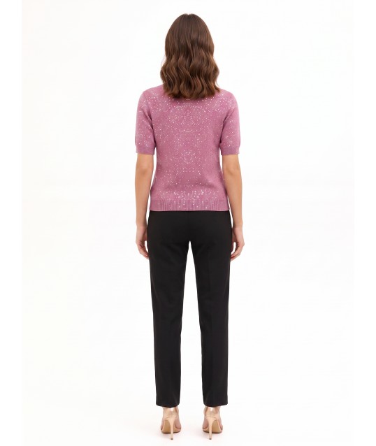 Pull à manches courtes recouvert de paillettes « Rinascimento »