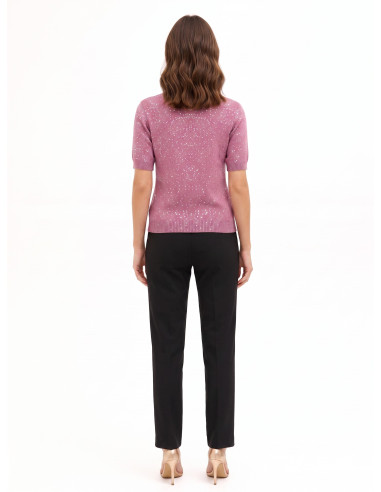Rinascimento Short-Sleeved Sweater Covered in Sequins - Vestiti Fir...