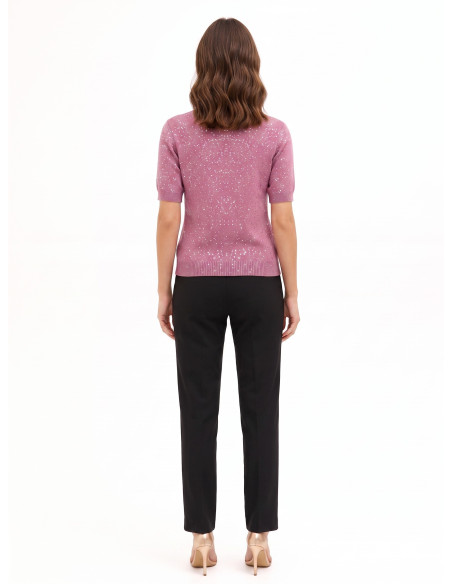 Pull à manches courtes recouvert de paillettes « Rinascimento » - V...