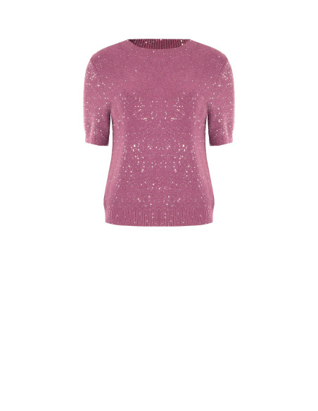 Pull à manches courtes recouvert de paillettes « Rinascimento » - V...
