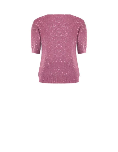Pull à manches courtes recouvert de paillettes Rinascimento