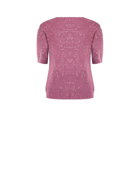 Pull à manches courtes recouvert de paillettes Rinascimento