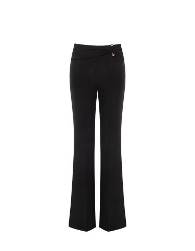 Pantaloni A Zampa In Scuba Crepe Con Dettaglio In Metallo E Arriccio In Vita Rinascimento