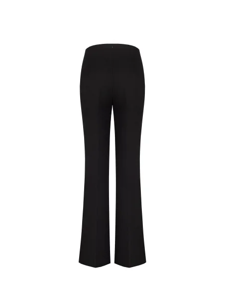 Pantalon évasé en scuba crêpe avec détail métallique et fronces à la taille Rinascimento