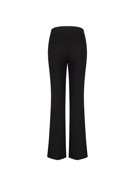Pantaloni A Zampa In Scuba Crepe Con Dettaglio In Metallo E Arriccio In Vita Rinascimento