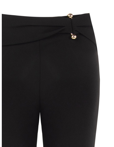 Pantalon évasé en crêpe scuba avec détail métallique et fronces à l...