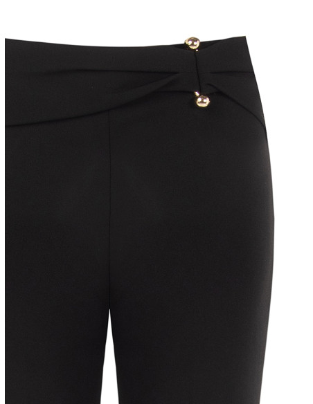 Scuba Crepe Flared Trousers with Metal Detail and Gathered Waist – ...
