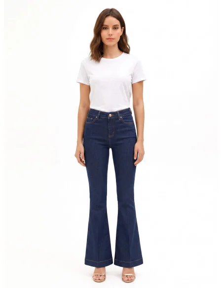 Flared Jeans with Contrast Stitching Rinascimento