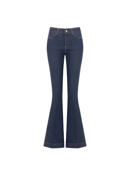 Jeans Flare Con Impunture A Contrasto Rinascimento