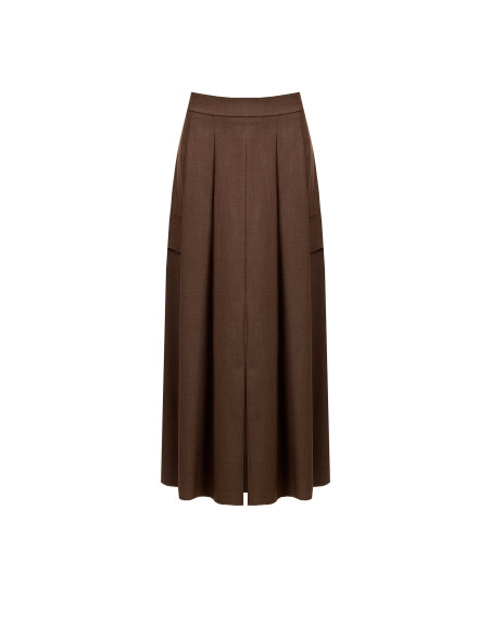 Rinascimento Long Pleated Polyviscose Cargo Skirt - Vestiti Firmati...