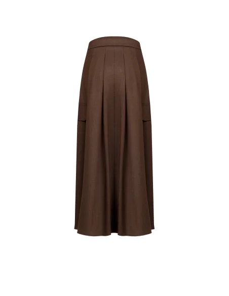 Long Pleated Cargo Skirt in Polyviscose Rinascimento