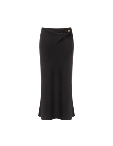 Long Flared Satin Skirt with RR Rinascimento Logo Tag - Vestiti Fir...