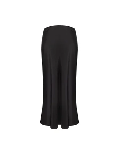 Long Flared Satin Skirt with RR Logo Plaque Rinascimento