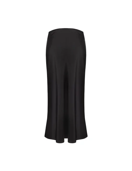 Long Flared Satin Skirt with RR Logo Plaque Rinascimento