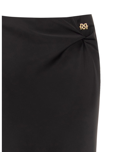 Long Flared Satin Skirt with RR Rinascimento Logo Tag - Vestiti Fir...