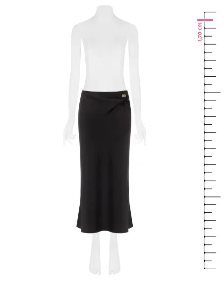 Long Flared Satin Skirt with RR Logo Plaque Rinascimento
