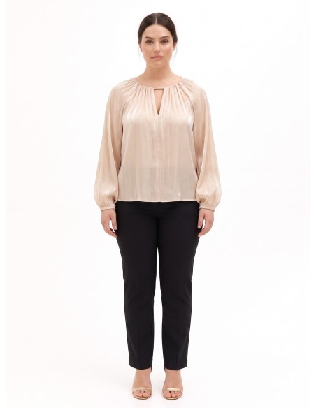 Blouse fluide grande taille en satin lamé avec découpes et détail bijou Rinascimento Curvy