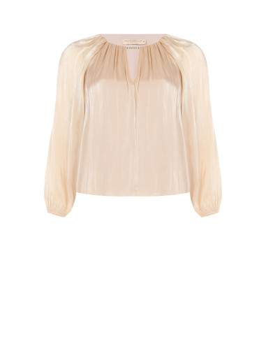 Blusa Curvy Fluida In Raso Laminato Con Cut-Out E Dettaglio Gioiello Rinascimento Curvy