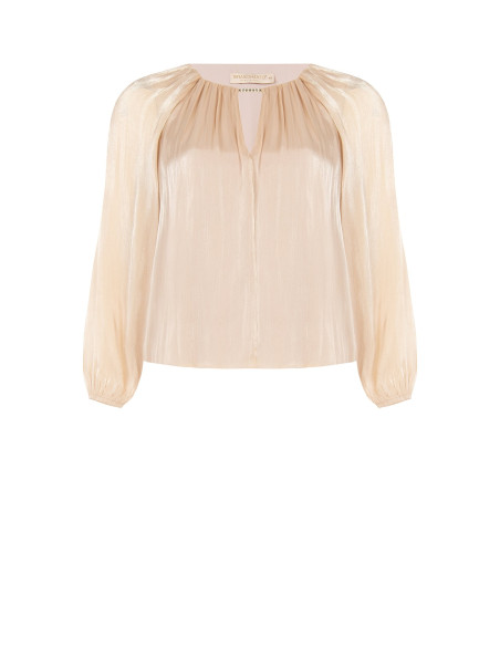 Blusa Curvy Fluida In Raso Laminato Con Cut-Out E Dettaglio Gioiello Rinascimento Curvy