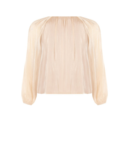 Curvy Fluid Satin Blouse with Cut-Out and Jewel Detail Rinascimento Curvy