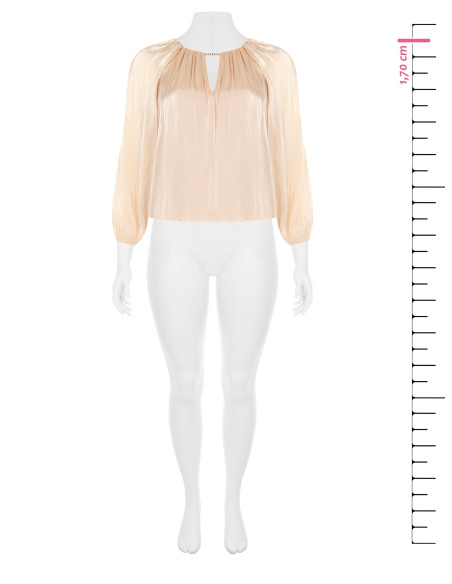 Curvy Fluid Satin Blouse with Cut-Out and Jewel Detail Rinascimento Curvy