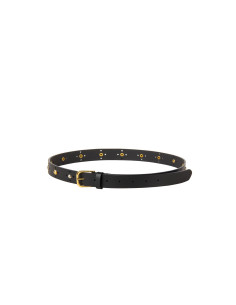 Ceinture fine en cuir véritable lisse, ornée de petits clous dorés ...