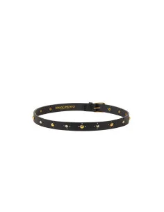 Ceinture fine en véritable cuir lisse avec de petits clous dorés et argentés Rinascimento 2