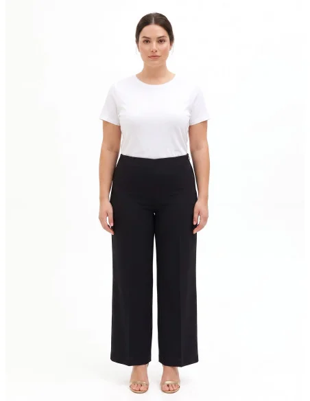 Pantaloni Palazzo Curvy In Punto Milano Con Zip Laterale Rinascimento Curvy