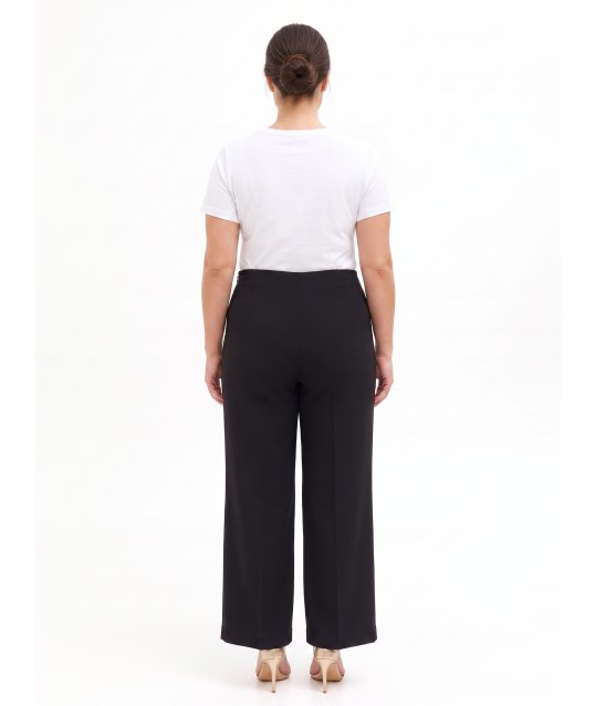 Curvy Palazzo Trousers in Punto Milano with Side Zip by Rinascimento Curvy