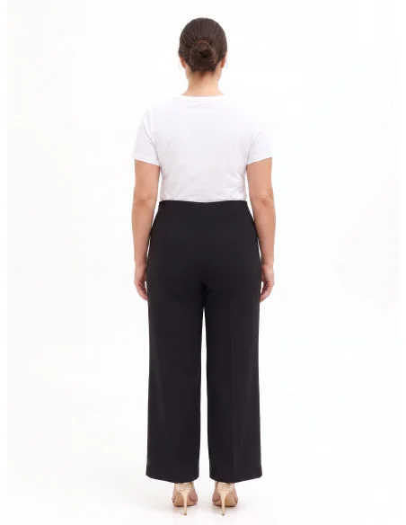 Pantalon palazzo grande taille en jersey Milano avec fermeture éclair latérale Rinascimento Curvy