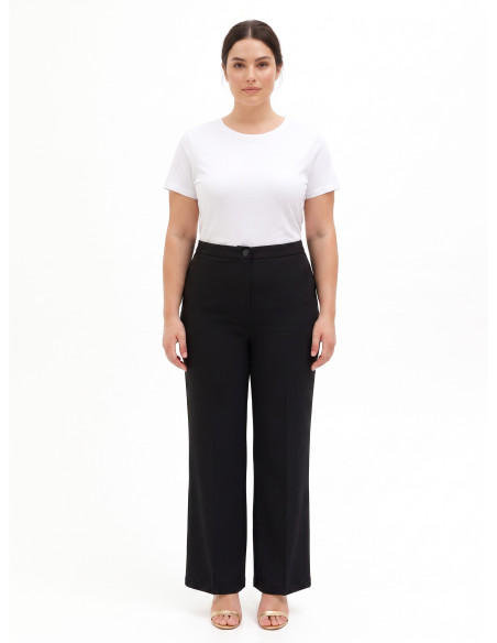 Curvy Palazzo Trousers in Cadi Fabric with Elasticated Waist at the...
