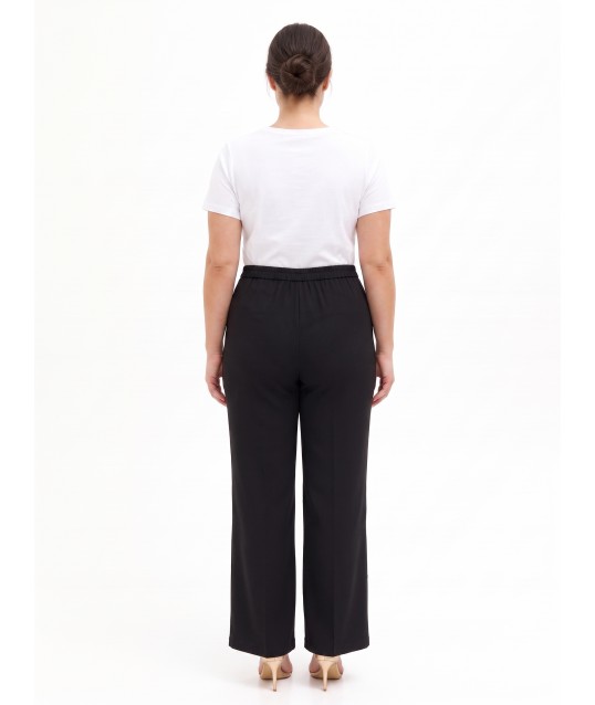 Pantalon palazzo grande taille en tissu Cadi avec élastique à l'arrière – Rinascimento Curvy
