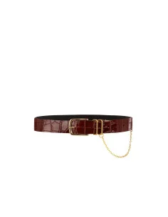 Ceinture en véritable cuir effet croco avec chaîne Rinascimento