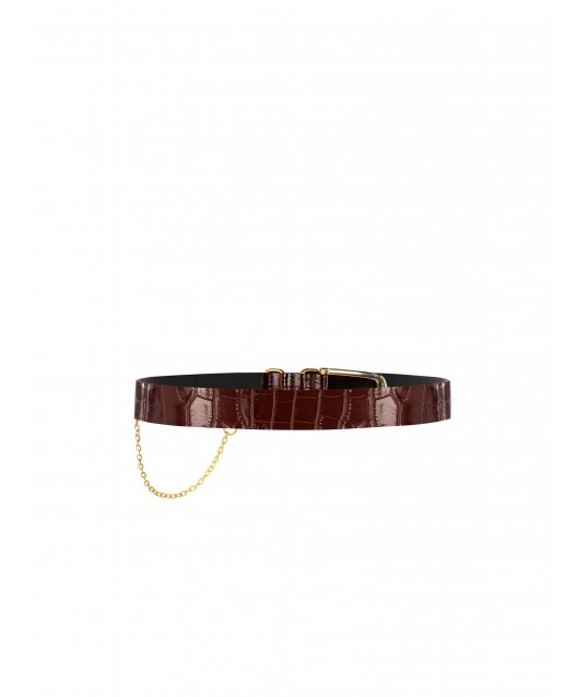 Ceinture en cuir véritable effet noix de coco avec chaîne « Rinascimento »