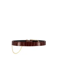 Genuine Leather Crocodile-Effect Belt with Chain Rinascimento 2