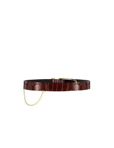 Genuine Leather Belt with Coconut-Effect Finish and Rinascimento Ch...