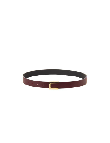 Slim Belt in Smooth Genuine Leather with a ‘Rinascimento’ Logo Buck...