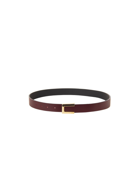 Slim Belt in Smooth Genuine Leather with a ‘Rinascimento’ Logo Buck...