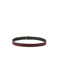 Slim Genuine Smooth Leather Belt with Logo Buckle Rinascimento 2