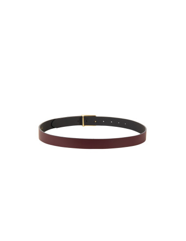 Slim Belt in Smooth Genuine Leather with a ‘Rinascimento’ Logo Buck...