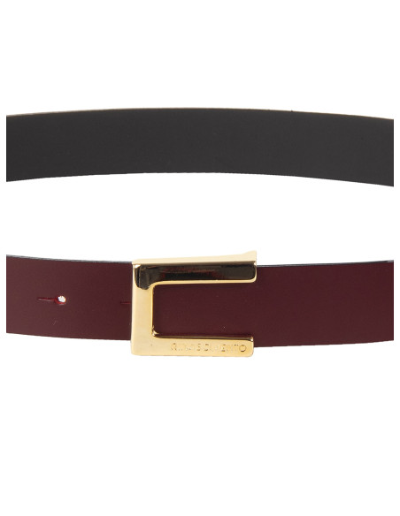 Ceinture fine en cuir véritable lisse avec boucle griffée « Rinasci...
