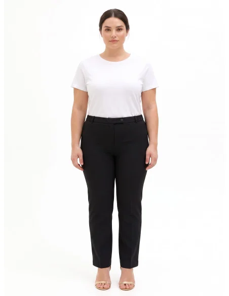Curvy Cigarette Trousers in Cady Fabric with Elasticated Back Rinascimento Curvy