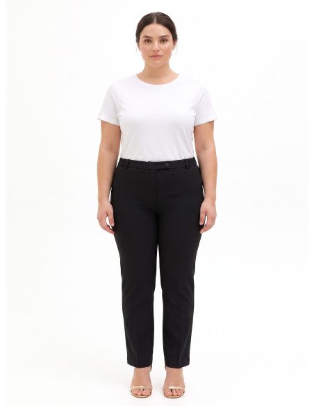 Pantalon cigarette pour femmes rondes en tissu Cadi avec élastique ...