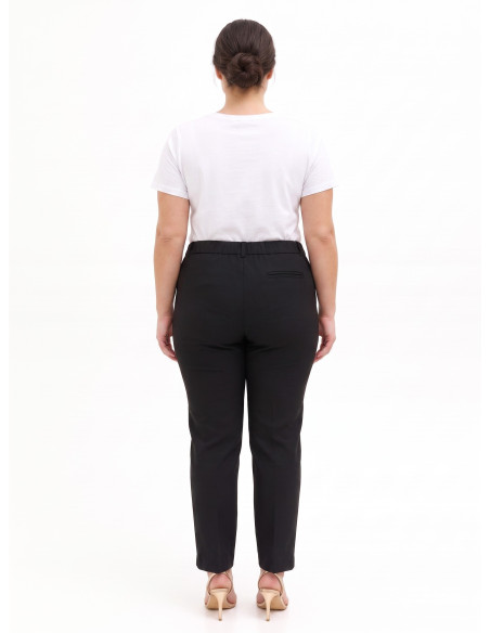 Pantalon cigarette pour femmes rondes en tissu Cadi avec élastique ...