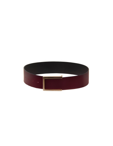 Ceinture haute en cuir véritable lisse avec boucle griffée « Rinasc...
