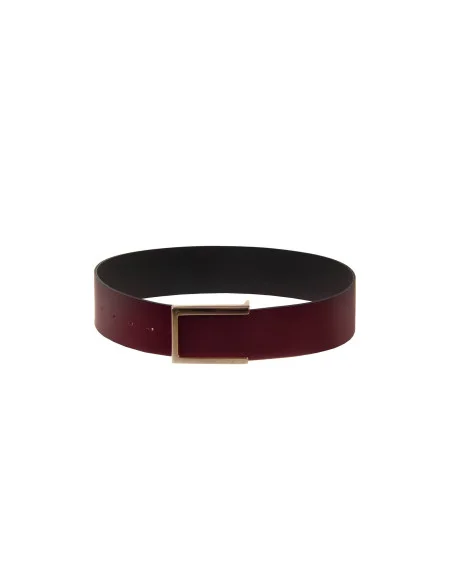 Ceinture taille haute en cuir véritable lisse avec boucle siglée Rinascimento