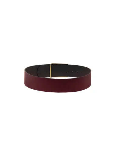 Ceinture taille haute en cuir véritable lisse avec boucle siglée Rinascimento